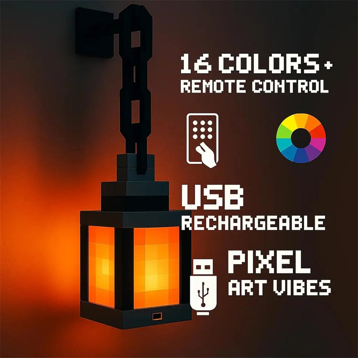 Pixel Style Night Light Portable Lantern
