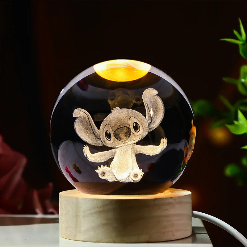 6CM Kawaii Lilo & Stitch 3D Crystal Lights Lamp