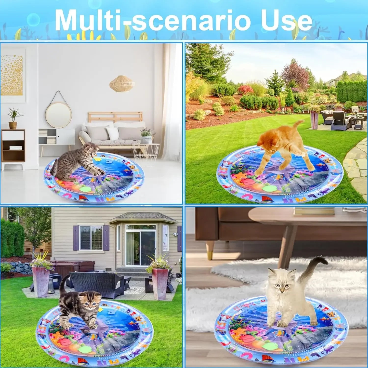 Water Sensory Play Mat Thickened Inflatable Water Mat for Cat and Dog 