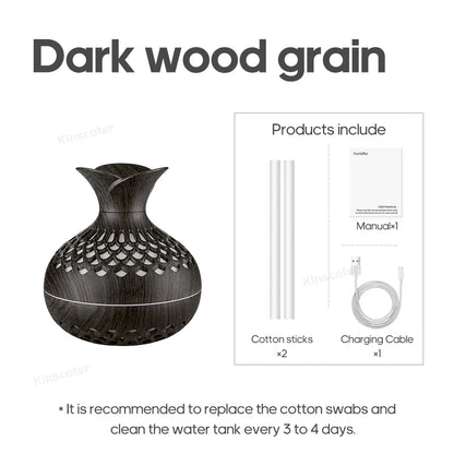 Woodgrain Ultrasonic Air Humidifier USB Water Mist Sprayer H2O 300Ml Mini Portable Desktop Aroma Diffuser Purifier