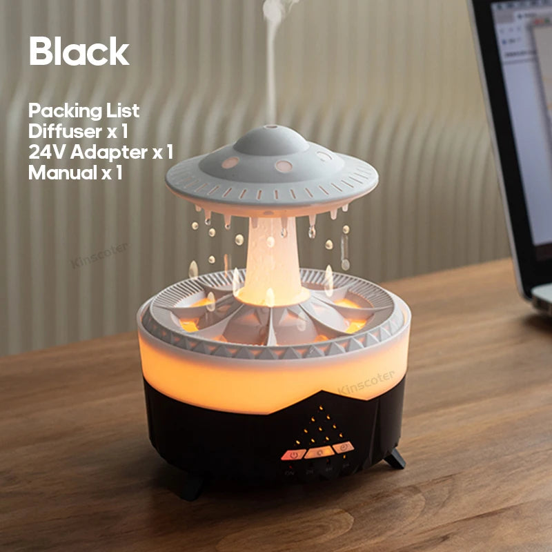 Creative UFO Aroma Diffuser Sprayer Air Humidifier with Water Mist Ring Works with Essential Oil Releases Fine Water Mists