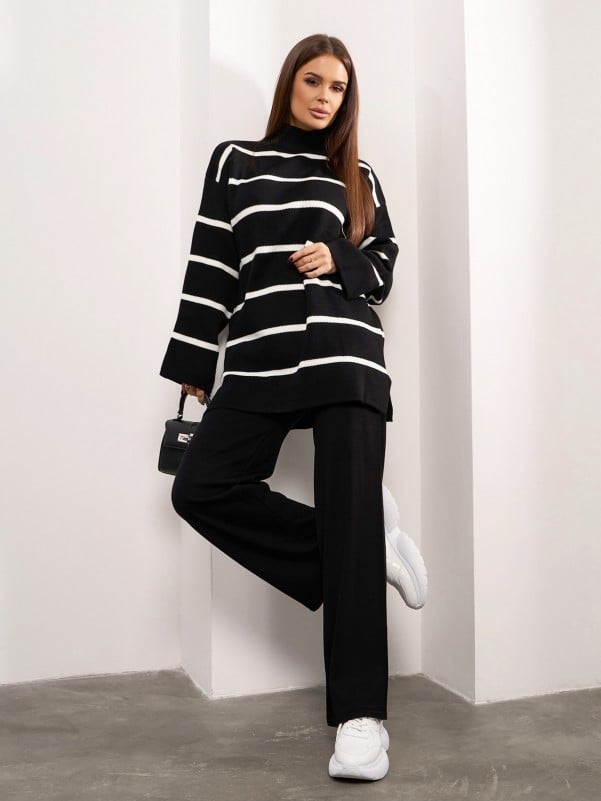 Black Striped Pants Suit-sku WN20-691