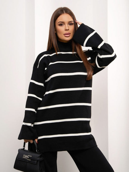 Black Striped Pants Suit-sku WN20-691