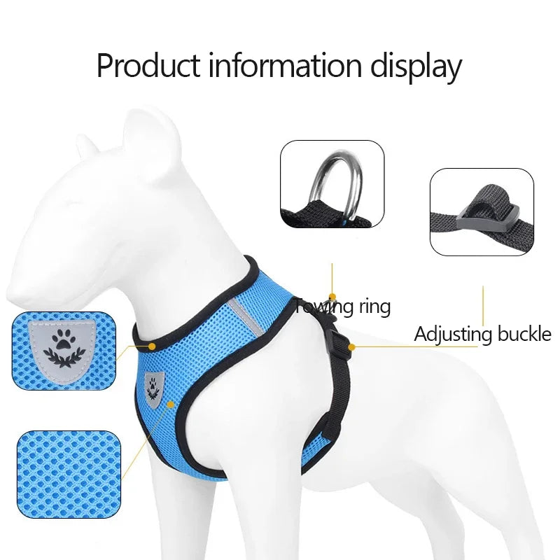 Cat Harness Vest Walking Lead Leash for Puppy Dogs Collar Polyester Adjustable Mesh Dog Harness for Small Medium Pet Accessories