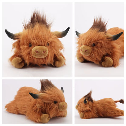 32Cm Simulation Lying Highland Cow Plush Animal Doll 