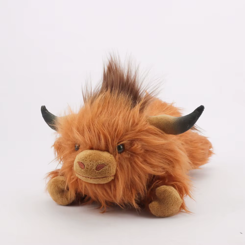 32Cm Simulation Lying Highland Cow Plush Animal Doll 