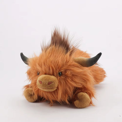 32Cm Simulation Lying Highland Cow Plush Animal Doll 