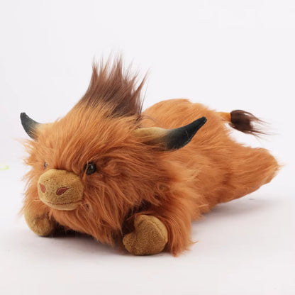 32Cm Simulation Lying Highland Cow Plush Animal Doll 