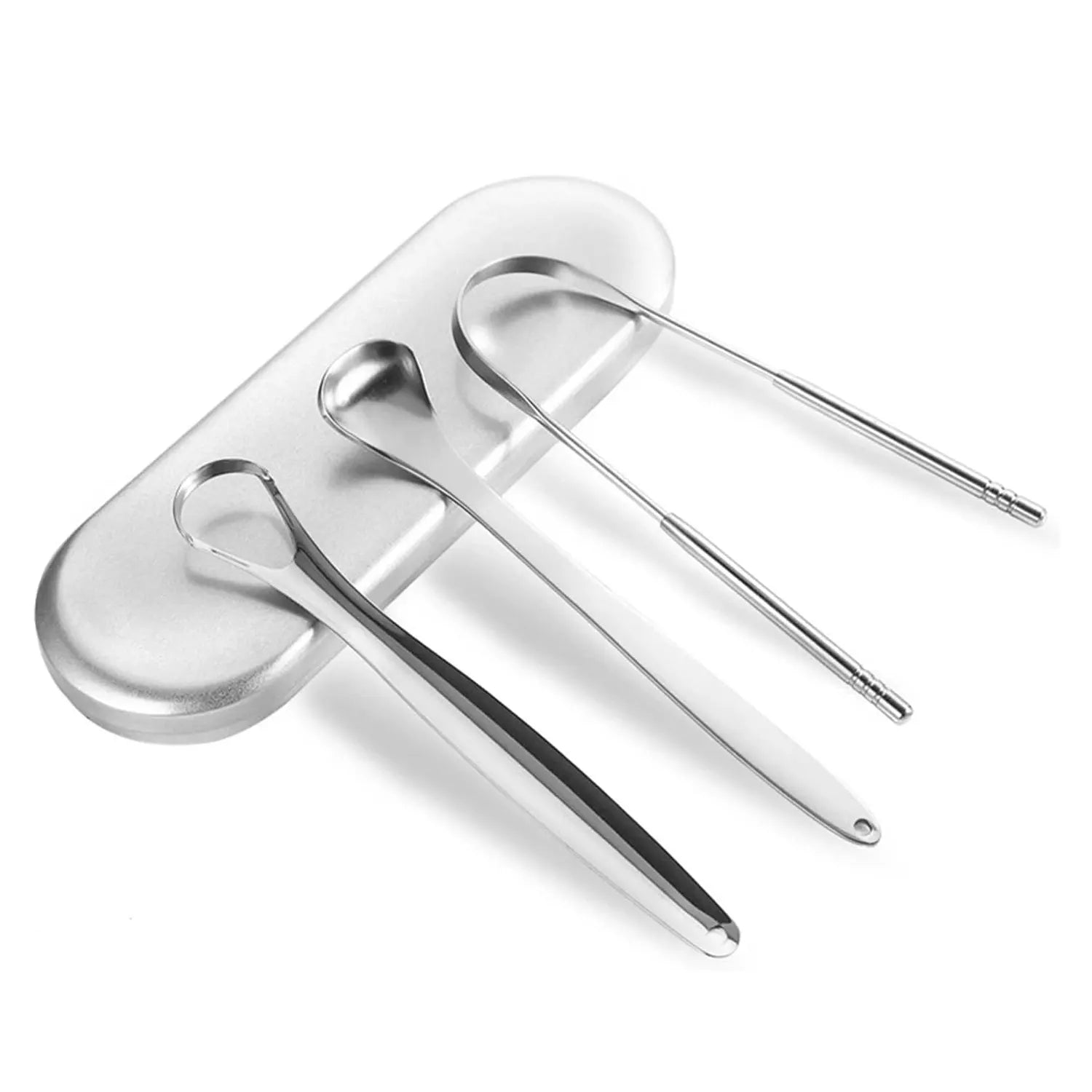Premium 1Pcs/3Pcs Metal Tongue Scraper Cleaner for Adults & Kids, Portable Stainless Steel Tongue Scrapers Brushes for Removing