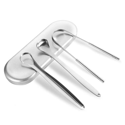 Premium 1Pcs/3Pcs Metal Tongue Scraper Cleaner for Adults & Kids, Portable Stainless Steel Tongue Scrapers Brushes for Removing