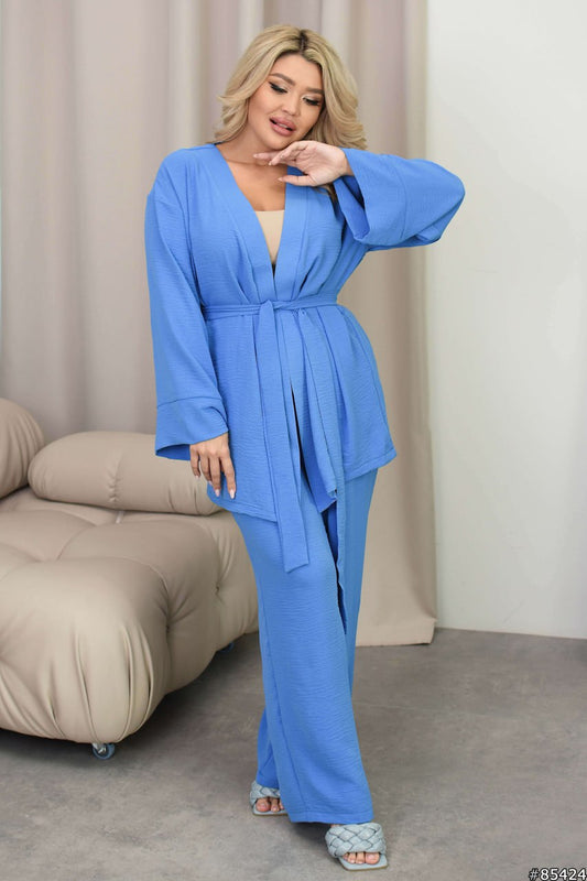 Blue Pantsuit with Wrap Blouse- sku 85424