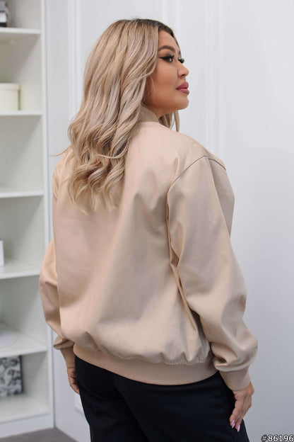 Beige Bomber Jackets -sku   86196