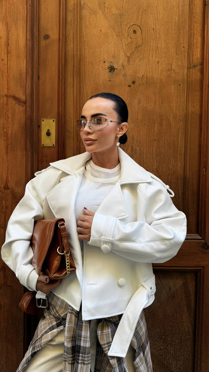 THE ICON WHITE JACKET: Faux Leather- sku 13109