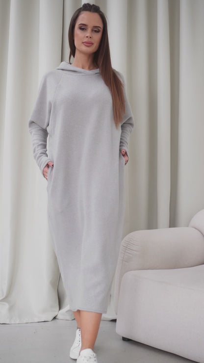 Gray Batwing Dress With Hood -sku 14366