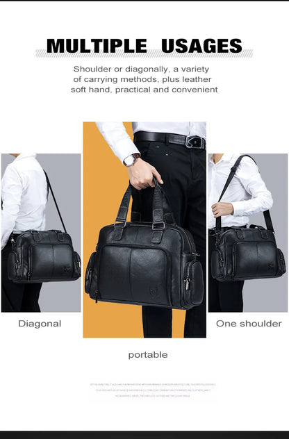 BULLCAPTAIN Men's Leather Briefcase