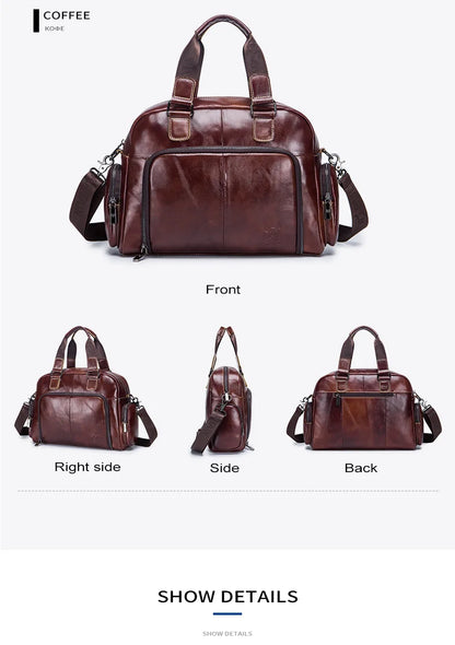 BULLCAPTAIN Men's Leather Briefcase