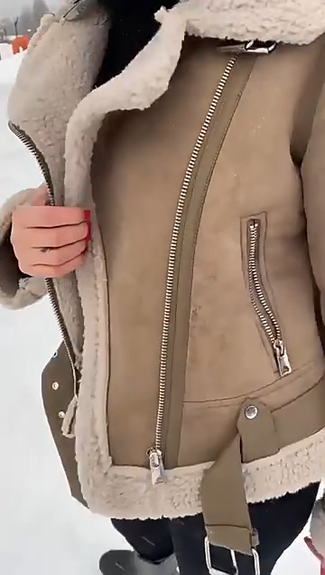 Winter Women Thick Warm Suede Lamb Jacket Short Motorcycle Brown Coats Faux Shearling Sheepskin Leather Jackets Outwear